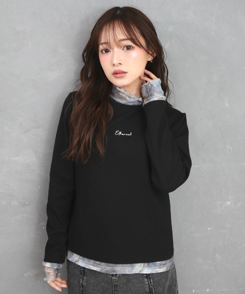 CECIL McBEE(セシルマクビー)の「ドッキングデザインプチハイネックプルオーバー(Tシャツ/カットソー・レディース・チャコールグレー/アイボリー/ブラック・LARGE/MEDIUM)」の12枚目の写真