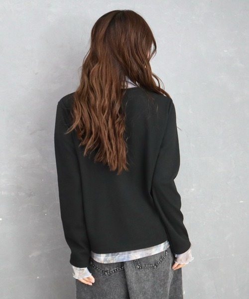 CECIL McBEE(セシルマクビー)の「ドッキングデザインプチハイネックプルオーバー(Tシャツ/カットソー・レディース・チャコールグレー/アイボリー/ブラック・LARGE/MEDIUM)」の14枚目の写真