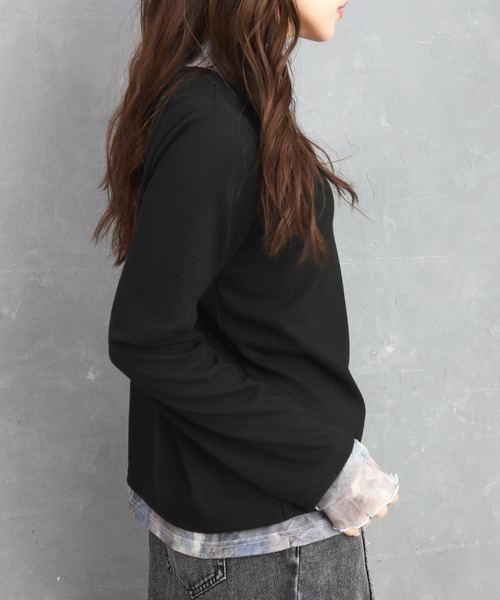 CECIL McBEE(セシルマクビー)の「ドッキングデザインプチハイネックプルオーバー(Tシャツ/カットソー・レディース・チャコールグレー/アイボリー/ブラック・LARGE/MEDIUM)」の15枚目の写真