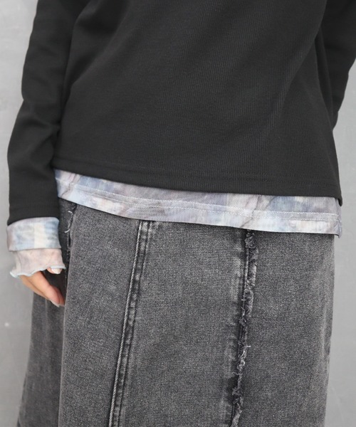 CECIL McBEE(セシルマクビー)の「ドッキングデザインプチハイネックプルオーバー(Tシャツ/カットソー・レディース・チャコールグレー/アイボリー/ブラック・LARGE/MEDIUM)」の19枚目の写真