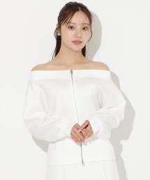 【SWEAT series】ダブルZIPオフショルスウェットトップス