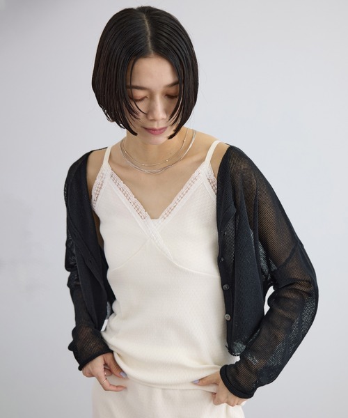 SALON adam et rope'（サロン アダム エ ロペ）の「【Angie La La for SALON】GENTLE intimate レースキャミソール（キャミソール・レディース・ホワイト/チャコールグレー・FREE）」の8枚目の写真