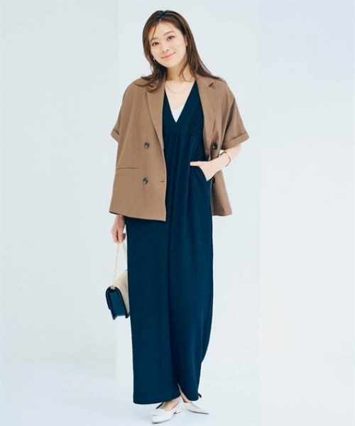 nissen（ニッセン）の「楊柳カットソーバックリボンオールインワン（つなぎ/オールインワン・レディース・ブルー/ダークブラウン/ブラック・S/M/L/LL）」の7枚目の写真