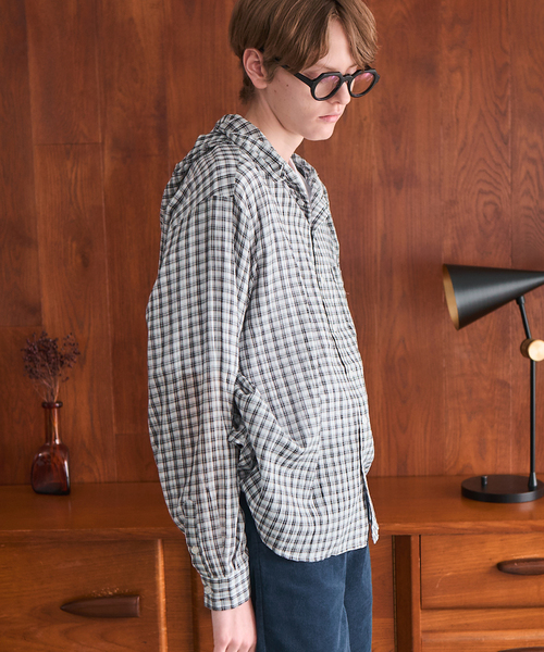 OSKR(オーエスケーアール)の「OSKR / オーエスケーアール ex Washer Sheer Check Hoodie Shirt(シャツ/ブラウス・メンズ・グレー/ホワイト・LARGE/MEDIUM)」の8枚目の写真