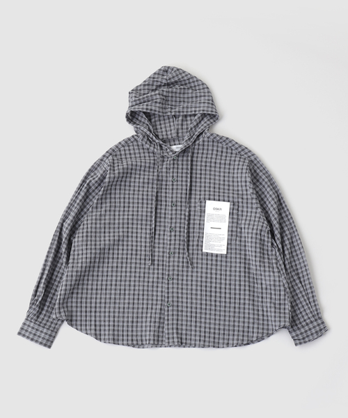 OSKR(オーエスケーアール)の「OSKR / オーエスケーアール ex Washer Sheer Check Hoodie Shirt(シャツ/ブラウス・メンズ・グレー/ホワイト・LARGE/MEDIUM)」の12枚目の写真