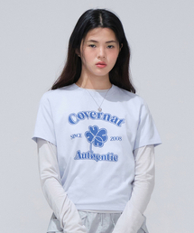 ウーマンアーチクローバーハートTシャツライトブルー