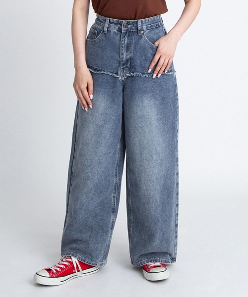 レイヤード風デニムパンツ（デニムパンツ）｜PUNYUS（プニュズ）の 