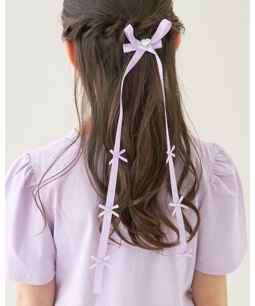 Lycee mine(リセマイン)の「ちびちびリボン付ロングリボンヘアクリップ【子供服】【キッズ】【女の子】(バレッタ/ヘアクリップ・キッズ・アイボリー/ライトピンク/ブラック/ラベンダー・F)」の3枚目の写真