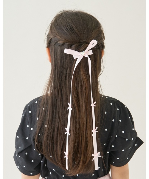 Lycee mine(リセマイン)の「ちびちびリボン付ロングリボンヘアクリップ【子供服】【キッズ】【女の子】(バレッタ/ヘアクリップ・キッズ・アイボリー/ライトピンク/ブラック/ラベンダー・F)」の5枚目の写真