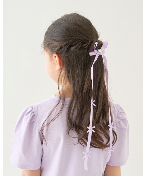 Lycee mine(リセマイン)の「ちびちびリボン付ロングリボンヘアクリップ【子供服】【キッズ】【女の子】(バレッタ/ヘアクリップ・キッズ・アイボリー/ライトピンク/ブラック/ラベンダー・F)」の6枚目の写真