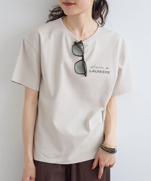 le.coeur blanc(ルクールブラン)の「【撥水・撥油・防汚】LAUMIERETシャツ(Tシャツ/カットソー・レディース・ブラウン/オフホワイト/ベージュ・38)」の5枚目の写真