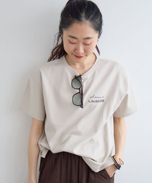 le.coeur blanc(ルクールブラン)の「【撥水・撥油・防汚】LAUMIERETシャツ(Tシャツ/カットソー・レディース・ブラウン/オフホワイト/ベージュ・38)」の12枚目の写真
