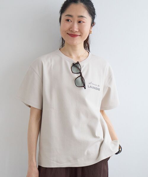 le.coeur blanc（ルクールブラン）の「【撥水・撥油・防汚】LAUMIERETシャツ（Tシャツ/カットソー・レディース・ブラウン/オフホワイト/ベージュ・38）」の8枚目の写真