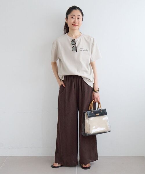 le.coeur blanc（ルクールブラン）の「【撥水・撥油・防汚】LAUMIERETシャツ（Tシャツ/カットソー・レディース・ブラウン/オフホワイト/ベージュ・38）」の7枚目の写真