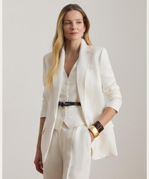 Polo Ralph Lauren ホワイト テーラードリネンジャケット リネンブレンド ツイル ブレザー（テーラードジャケット）｜LAUREN