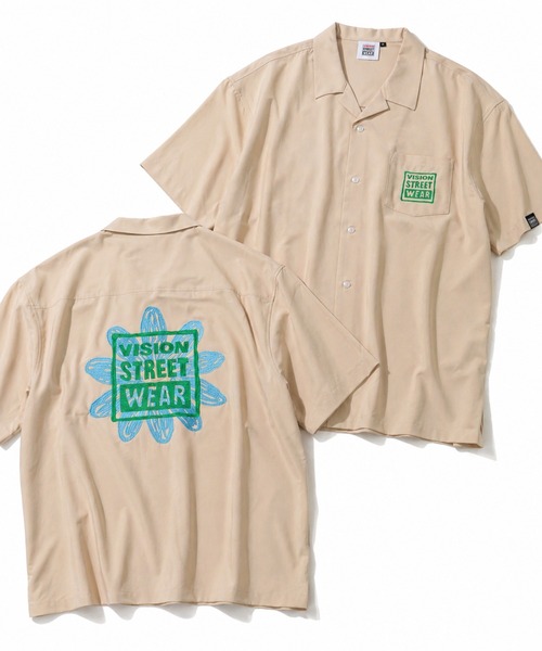 VISION STREET WEAR（ヴィジョンストリートウェア）の「【VISION STREET WEAR/ヴィジョン ストリート ウェア】アソート バックアートワークデザイン オープンカラーシャツ（シャツ/ブラウス・メンズ・ブラック系2/グリーン系1/アイボリー系2/ブラック系1/アイボリー系1/グリーン系2・M/L/LL）」の4枚目の写真