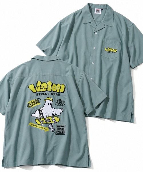 VISION STREET WEAR（ヴィジョンストリートウェア）の「【VISION STREET WEAR/ヴィジョン ストリート ウェア】アソート バックアートワークデザイン オープンカラーシャツ（シャツ/ブラウス・メンズ・ブラック系2/グリーン系1/アイボリー系2/ブラック系1/アイボリー系1/グリーン系2・M/L/LL）」の5枚目の写真