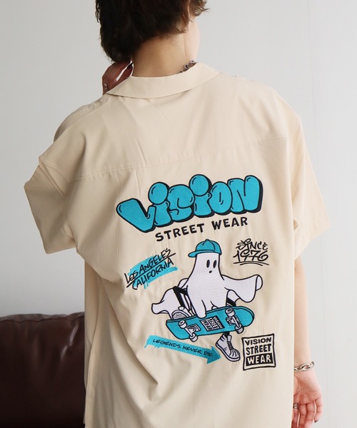 VISION STREET WEAR（ヴィジョンストリートウェア）の「【VISION STREET WEAR/ヴィジョン ストリート ウェア】アソート バックアートワークデザイン オープンカラーシャツ（シャツ/ブラウス・メンズ・ブラック系2/グリーン系1/アイボリー系2/ブラック系1/アイボリー系1/グリーン系2・M/L/LL）」の13枚目の写真