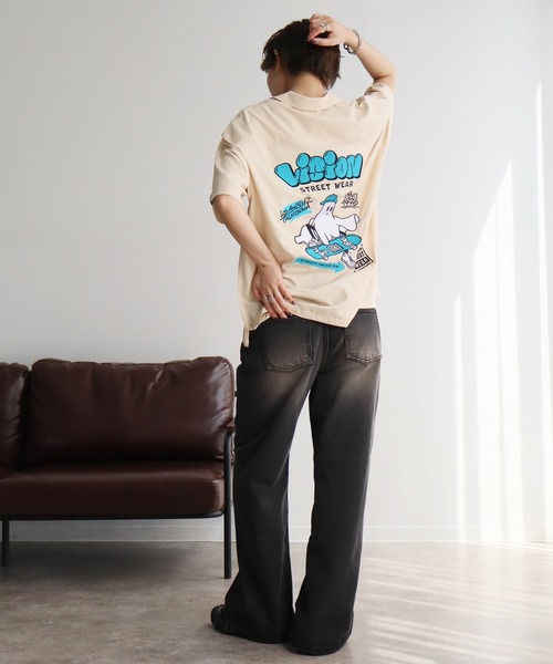 VISION STREET WEAR（ヴィジョンストリートウェア）の「【VISION STREET WEAR/ヴィジョン ストリート ウェア】アソート バックアートワークデザイン オープンカラーシャツ（シャツ/ブラウス・メンズ・ブラック系2/グリーン系1/アイボリー系2/ブラック系1/アイボリー系1/グリーン系2・M/L/LL）」の18枚目の写真