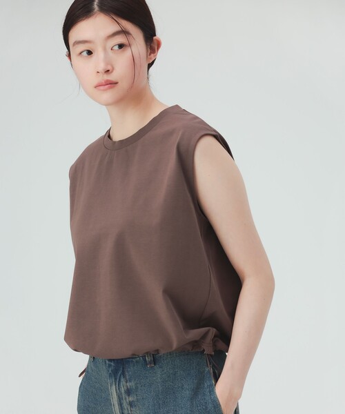BEAMS HEART(ビームスハート)の「ドロスト ノースリーブ プルオーバー(Tシャツ/カットソー・レディース・オフホワイト/チャコールグレー/ブラウン・FREE)」の1枚目の写真