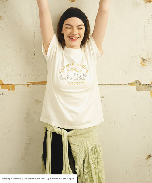 Firsthand（ファーストハンド）の「Firsthand/ファーストハンド 【Winnie-the-Pooh / くまのプーさん】フロントロゴ プリントTシャツ（Tシャツ/カットソー・レディース・オフホワイト/ダークブラウン・ﾌﾘ-）」の5枚目の写真