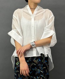 NICOLE white | 【セットアップ対応】半袖シアーシャツ(シャツ/ブラウス)