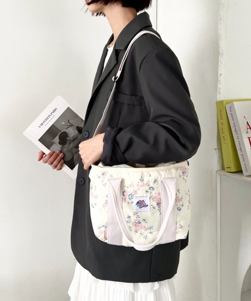 JEMORGAN（ジェーイーモーガン）の「[JEMORGAN]ジェーイーモーガン/レトロ花柄 ミニトートバッグ/2WAY ショルダーバッグ（トートバッグ・レディース・ラベンダー/スモークピンク/ブルー・FREE）」の5枚目の写真