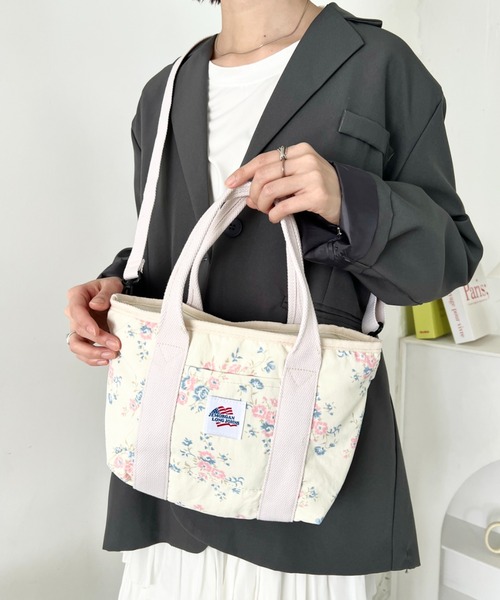 JEMORGAN（ジェーイーモーガン）の「[JEMORGAN]ジェーイーモーガン/レトロ花柄 ミニトートバッグ/2WAY ショルダーバッグ（トートバッグ・レディース・ラベンダー/スモークピンク/ブルー・FREE）」の8枚目の写真