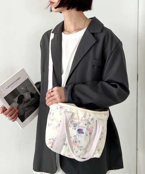 JEMORGAN（ジェーイーモーガン）の「[JEMORGAN]ジェーイーモーガン/レトロ花柄 ミニトートバッグ/2WAY ショルダーバッグ（トートバッグ・レディース・ラベンダー/スモークピンク/ブルー・FREE）」の9枚目の写真