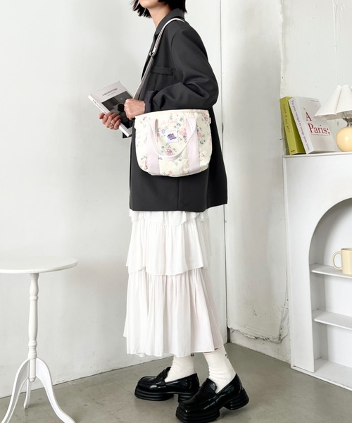 JEMORGAN（ジェーイーモーガン）の「[JEMORGAN]ジェーイーモーガン/レトロ花柄 ミニトートバッグ/2WAY ショルダーバッグ（トートバッグ・レディース・ラベンダー/スモークピンク/ブルー・FREE）」の11枚目の写真