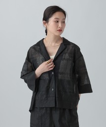 オーガンジー刺繍5分袖ジャケット　643499
