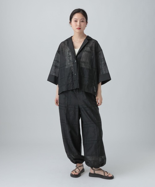 LEPSIM(レプシィム)の「オーガンジー刺繍5分袖ジャケット 643499(その他アウター・レディース・ブラウン/ブラック/オフホワイト・FREE)」の13枚目の写真