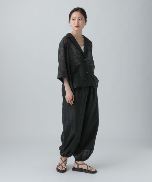 LEPSIM(レプシィム)の「オーガンジー刺繍5分袖ジャケット 643499(その他アウター・レディース・ブラウン/ブラック/オフホワイト・FREE)」の14枚目の写真