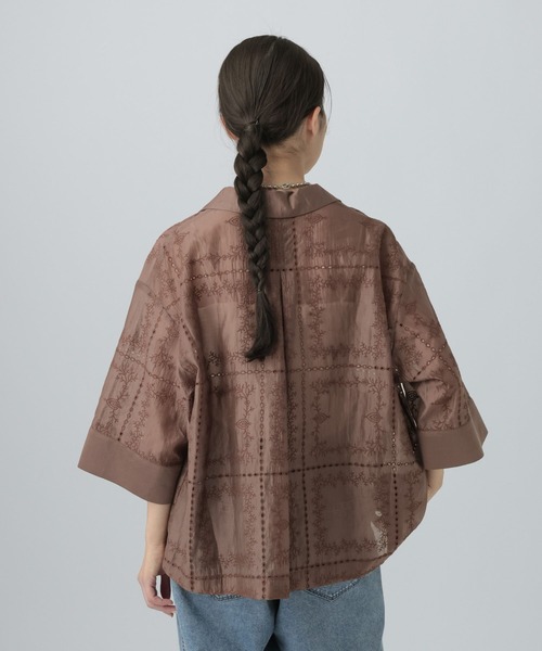LEPSIM(レプシィム)の「オーガンジー刺繍5分袖ジャケット 643499(その他アウター・レディース・ブラウン/ブラック/オフホワイト・FREE)」の18枚目の写真