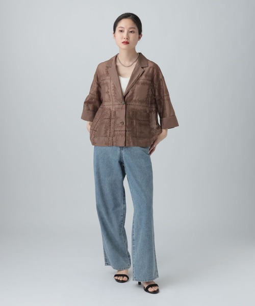 LEPSIM(レプシィム)の「オーガンジー刺繍5分袖ジャケット 643499(その他アウター・レディース・ブラウン/ブラック/オフホワイト・FREE)」の19枚目の写真