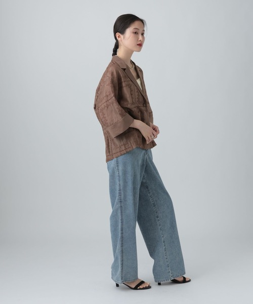 LEPSIM(レプシィム)の「オーガンジー刺繍5分袖ジャケット 643499(その他アウター・レディース・ブラウン/ブラック/オフホワイト・FREE)」の20枚目の写真