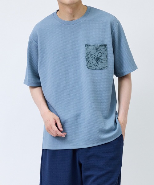 j.n.r.d(ジェー・エヌ・アール・ディー)の「ボタニカルウェーブワッフルTシャツ(Tシャツ/カットソー・メンズ・ネイビー/ホワイト/ブルー系その他5・LL/M/L)」の3枚目の写真