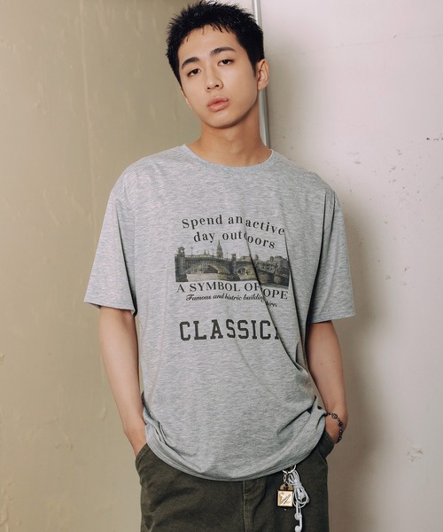 Bleme(ブレム)の「ヴィンテージグラフィック メランジ ソフトTシャツ(Tシャツ/カットソー・メンズ・グレー/オートミール・M/S/XL/L)」の1枚目の写真