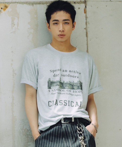 Bleme(ブレム)の「ヴィンテージグラフィック メランジ ソフトTシャツ(Tシャツ/カットソー・メンズ・グレー/オートミール・M/S/XL/L)」の19枚目の写真
