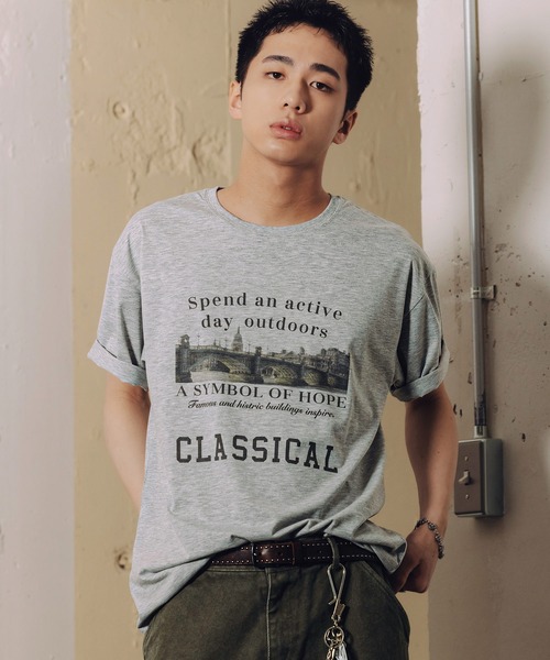 Bleme(ブレム)の「ヴィンテージグラフィック メランジ ソフトTシャツ(Tシャツ/カットソー・メンズ・グレー/オートミール・M/S/XL/L)」の3枚目の写真