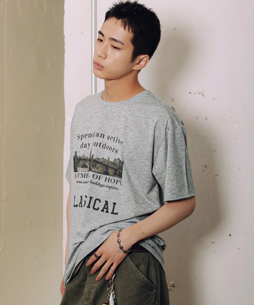 Bleme(ブレム)の「ヴィンテージグラフィック メランジ ソフトTシャツ(Tシャツ/カットソー・メンズ・グレー/オートミール・M/S/XL/L)」の7枚目の写真