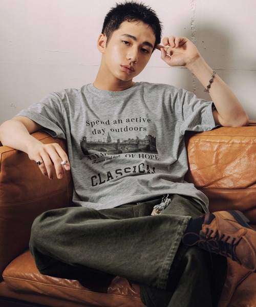 Bleme(ブレム)の「ヴィンテージグラフィック メランジ ソフトTシャツ(Tシャツ/カットソー・メンズ・グレー/オートミール・M/S/XL/L)」の8枚目の写真