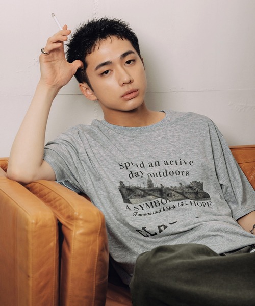 Bleme(ブレム)の「ヴィンテージグラフィック メランジ ソフトTシャツ(Tシャツ/カットソー・メンズ・グレー/オートミール・M/S/XL/L)」の9枚目の写真