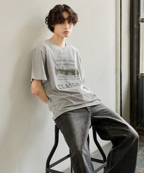 Bleme(ブレム)の「ヴィンテージグラフィック メランジ ソフトTシャツ(Tシャツ/カットソー・メンズ・グレー/オートミール・M/S/XL/L)」の12枚目の写真