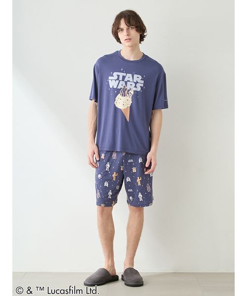 gelato pique(ジェラートピケ)の「【STAR WARS】【メンズ】総柄ハーフパンツ(ルームウェア/パジャマ・メンズ・ネイビー/ミント・M/L)」の4枚目の写真