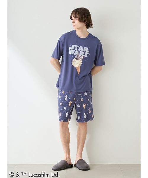 gelato pique(ジェラートピケ)の「【STAR WARS】【メンズ】総柄ハーフパンツ(ルームウェア/パジャマ・メンズ・ネイビー/ミント・M/L)」の5枚目の写真