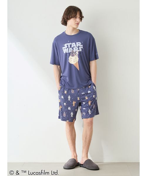 gelato pique(ジェラートピケ)の「【STAR WARS】【メンズ】総柄ハーフパンツ(ルームウェア/パジャマ・メンズ・ネイビー/ミント・M/L)」の6枚目の写真