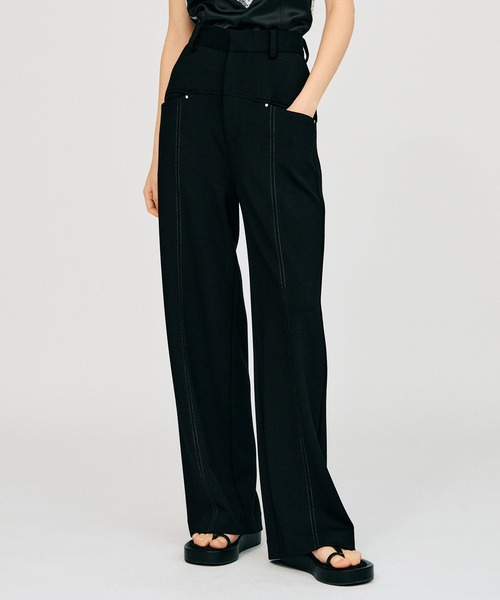 PRANK PROJECT(プランクプロジェクト)の「【2026Summer Pre-Order】バックスリットスリムパンツ / Back Slit Slim Pants(その他パンツ・レディース・ブラック/グレー・36/38)」の1枚目の写真