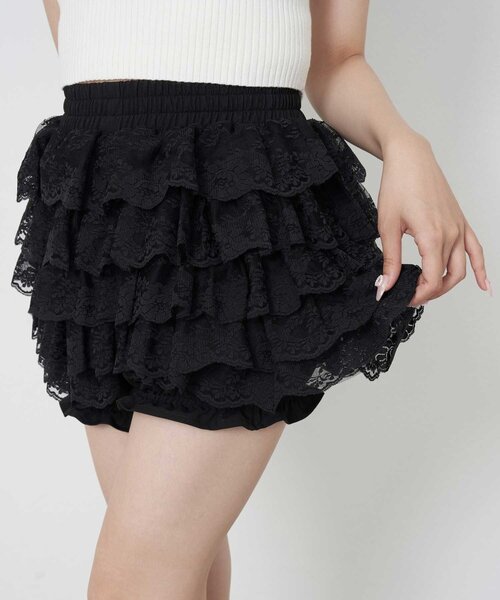 OLIVE des OLIVE(オリーブデオリーブ)の「【Belle Charme】Lace Tiered Skirt(スカート・レディース・ブラック/オフホワイト・FREE)」の13枚目の写真