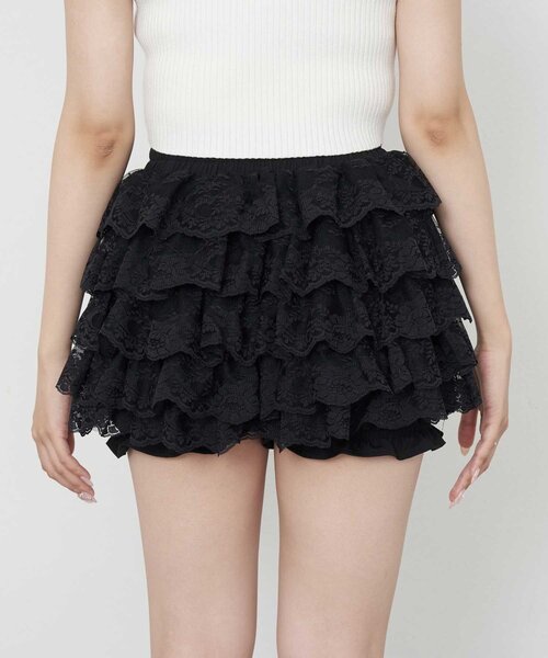 OLIVE des OLIVE(オリーブデオリーブ)の「【Belle Charme】Lace Tiered Skirt(スカート・レディース・ブラック/オフホワイト・FREE)」の14枚目の写真